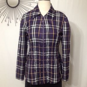 Plaid Jacket with Rhinestone Zipper